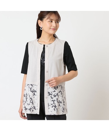 【洗える・アンサンブル可・日本製】裾花柄ベスト