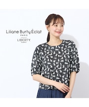 【洗える】リバティ　ねこ/フラワープリントTシャツ