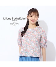 【洗える】リバティ　ねこ/フラワープリントTシャツ