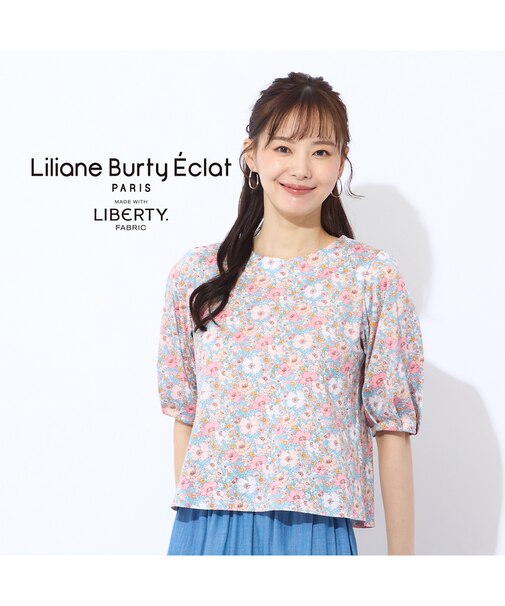 【洗える】リバティ　ねこ/フラワープリントTシャツ