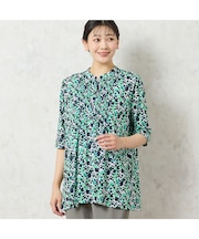 【人気デザイン・洗える】リーフ柄ピンタックカットソー