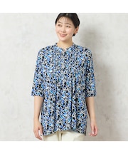 【人気デザイン・洗える】リーフ柄ピンタックカットソー