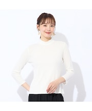 【洗える・接触冷感】綿100％ハイネック　七分袖Tシャツ