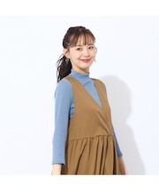 【洗える・接触冷感】綿100％ハイネック　七分袖Tシャツ