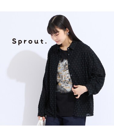 【L・3L】ドットカットジャカードブラウス