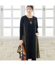 【洗える・3L/4Lサイズあり】タフタドッキングワンピース