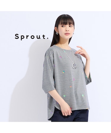 【L・3L】チェックジャカードプルオーバーTシャツ