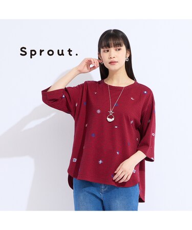 【L・3L】チェックジャカードプルオーバーTシャツ