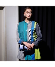 【M~4L】ウォッシャブルマルチカラーボーダーブラウス