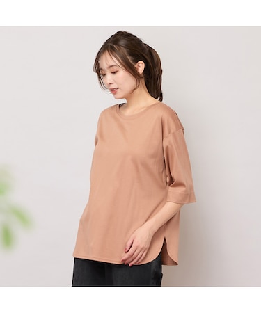 【手洗いOK・汗ジミ防止・綿100%】ラウンドヘム・ミニマルカットソー