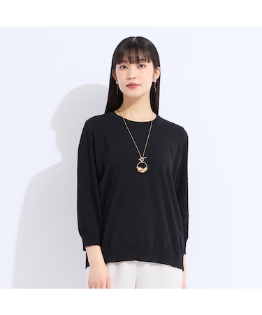 【L～4L/アンサンブル対応】レーシーニット