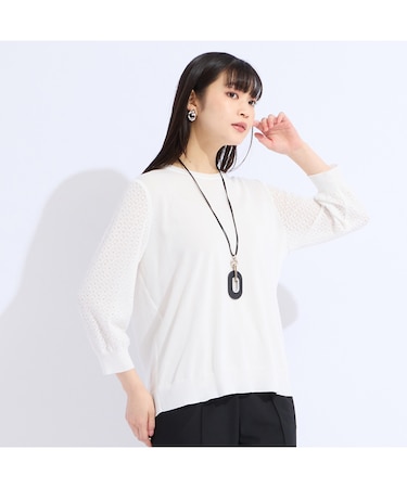 【L~4L/アンサンブル対応】レーシーニット