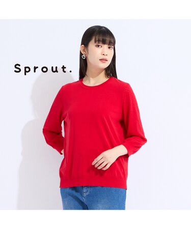 【L~4L/アンサンブル対応】レーシーニット