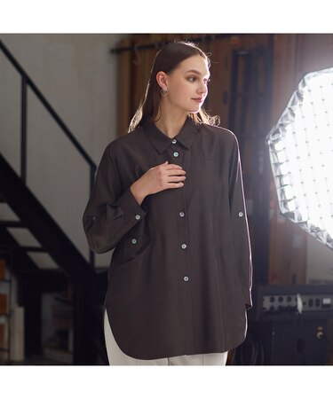 【M~4L・セットアップ対応】ウォッシャブルキュプラツイルブラウス