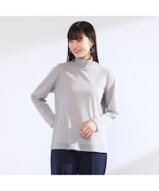 【M～４L】ウォッシャブルハイネックチュールTシャツ