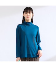 【M～４L】ウォッシャブルハイネックチュールTシャツ