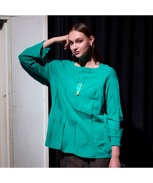 【M～４L】ウォッシャブルリンクスジャカードTシャツ