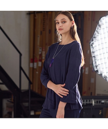 【M~4L】ウォッシャブルリンクスジャカードTシャツ