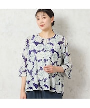 【洗える・日本製】花柄チュールブラウス