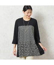 【洗える・3L/4Lサイズあり】ドットプリーツチュニック