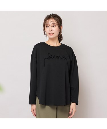 【手洗いOK】ベロアテープロゴ刺繍カットソー