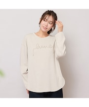 【手洗いOK】ベロアテープロゴ刺繍カットソー