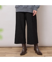 【手洗いOK】デニムプリント・裏起毛ワイドパンツ