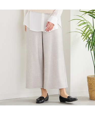 【手洗いOK】デニムプリント・裏起毛ワイドパンツ