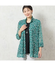 【洗える・アンサンブル可能】幾何柄チュールシャツ