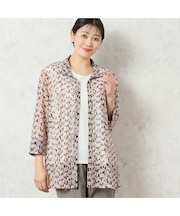 【洗える・アンサンブル可能】幾何柄チュールシャツ