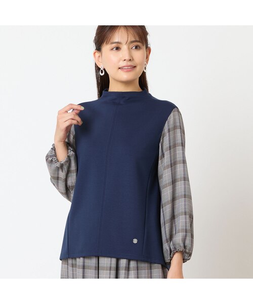 洗える・セットアップ可能】袖グレンチェックプルオーバー