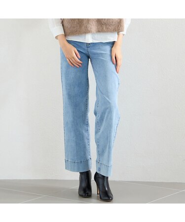 【洗える】センタープレスデニムパンツ