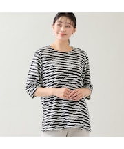 【洗える・日本製・3L/4Lサイズあり】タックボーダーカットソー