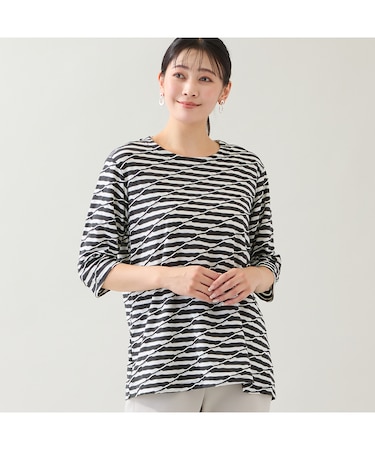 【洗える・日本製・3L/4Lサイズあり】タックボーダーカットソー