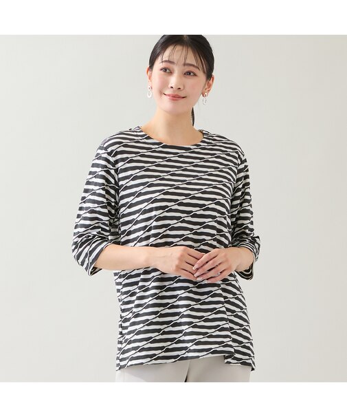 【洗える・日本製・3L/4Lサイズあり】タックボーダーカットソー