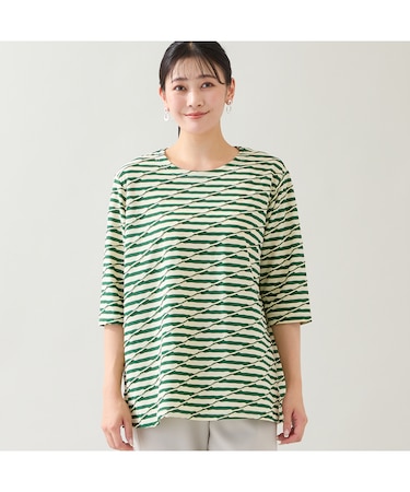 【洗える・日本製・3L/4Lサイズあり】タックボーダーカットソー