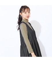 【洗える】吸湿発熱　細ボーダーハイネックTシャツ