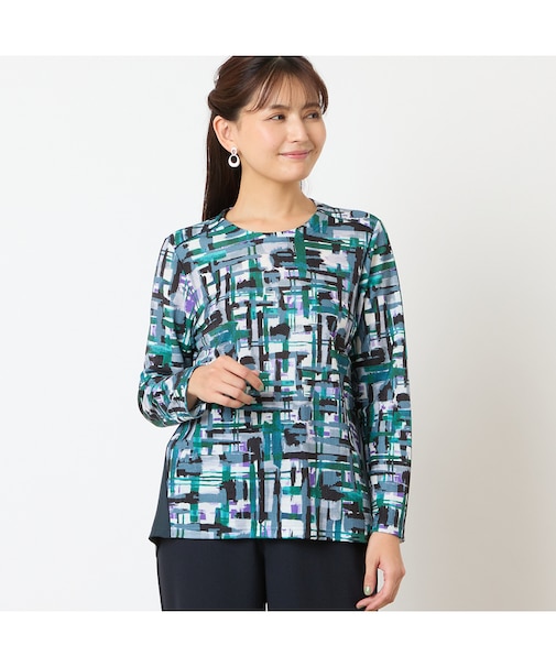 【洗える・日本製】チェック柄カットソー