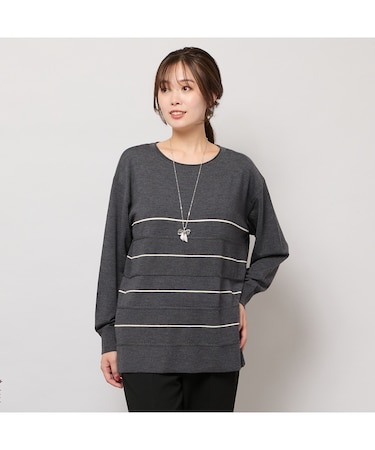 バイカラーボーダーニットトップ