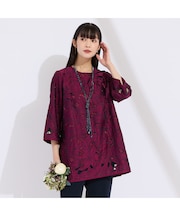 【L~4L】刺繍カットレースブラウス