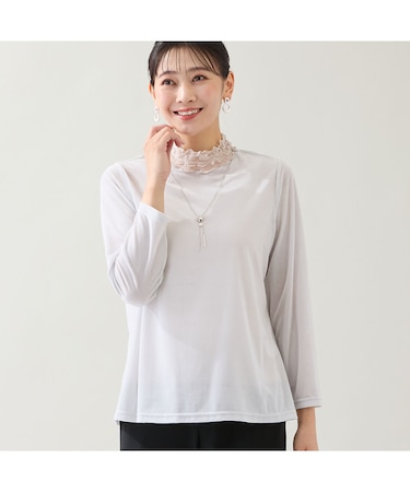 【洗える・日本製・3L/4Lサイズあり】シアーベロアカットソー