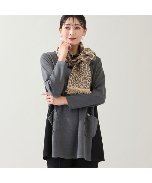 【保温性・洗える・3L/4Lサイズあり】バイカラーチュニック