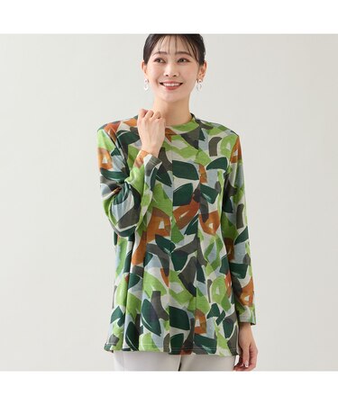 【洗える・日本製】ハケタッチプリントカットソー