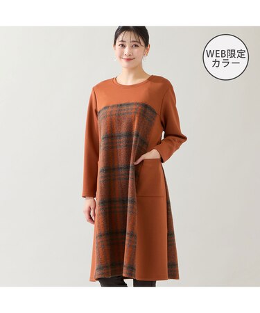 【WEB限定カラーあり・3L/4Lサイズあり】スライバーチェックワンピース