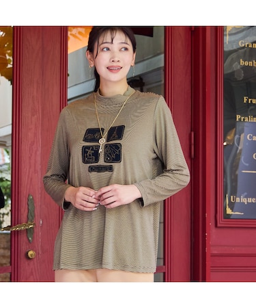 【洗える・吸湿発熱性・日本製・3L/4Lサイズあり】ボーダーカットソー