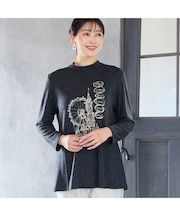 【洗える・日本製・3L/4Lサイズあり】時計塔柄カットソー