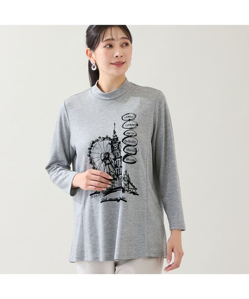 【洗える・日本製・3L/4Lサイズあり】時計塔柄カットソー