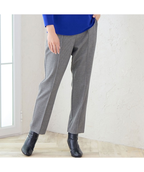 【あったか素材・洗える・3L/4Lサイズあり】両面起毛ピンタックパンツ