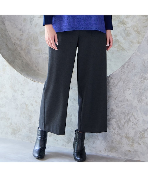 【あったか素材・洗える・3L/4Lサイズあり】両面起毛セミワイドパンツ