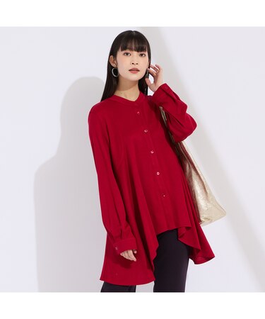 【M～4L/セットアップ対応】ウォームスムースフレアブラウス